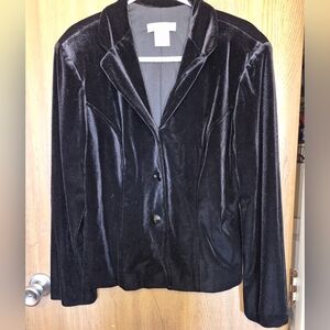Vintage Black Velvet Blazer Gothic  Stephanie Andrews  Button Up M 12